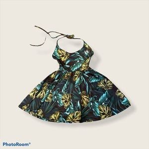 Halter Mini Dress with Plant Design